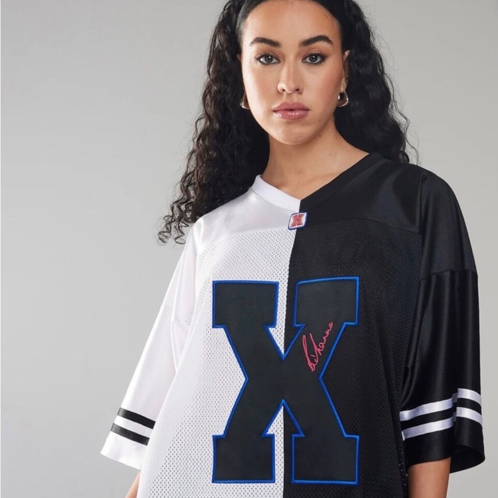 Savage X Fenty Rihanna Game Day Black White Varsity Jersey 🎉Host Pic 🎉 NWT